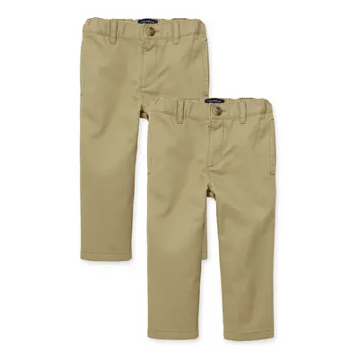 The Children's Place Baby Boys' and Toddler Stretch Chino Pants Flax 2-Pack 5T