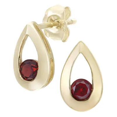 Jewelco London 9ct Yellow Gold Round 0.35ct Garnet Teardrop Drop Earrings - PE0AXL1804YGT