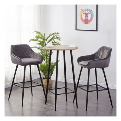 (Grey(Velvet), Bar Stools) Bar Stool Breakfast High Counter Chair Pub Kitchen