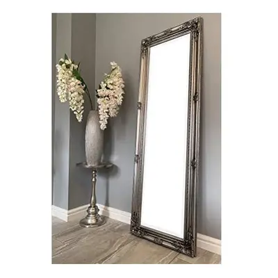 Beautifully Tall & Ornate Antique Silver Vintage Style Dressing Wall Mirror with Bevelled Glass 