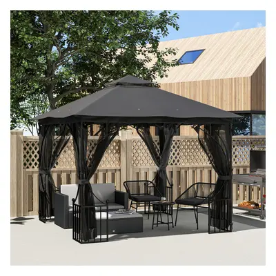 Outsunny Gazebo Party Tent Canopy Sun Shade for Patio Garden 3x3(m)