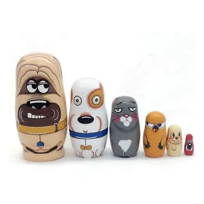 6 Pcs Wooden Russian Nesting Doll Handmade Matryoshka Hand Painted Kids Toy