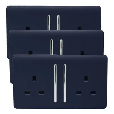 Trendi Gang Modern Amp Switched Plug Socket Navy (3 Pack)