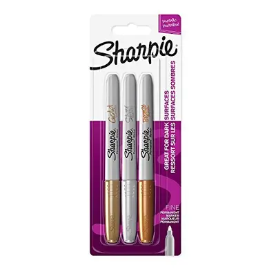 Sharpie Fine Point Permanent Marker - Assorted Metallic Colours (Pack of 3)