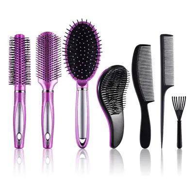 SIQUK Pcs Hair Brush Set Paddle Brush Round Brush Detangle Hair Brush and Combs Wet Dry Brush fo