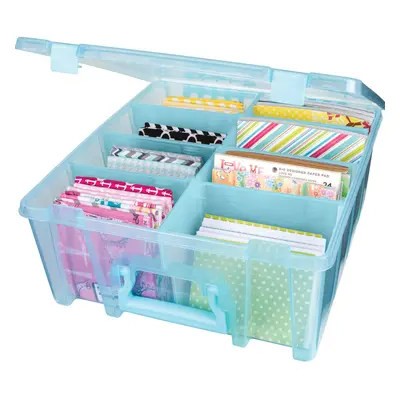 Artbin Super Satchel Double Deep Box W/Dividers-15.25"X14"X6.25" Aqua Mist