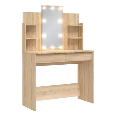 (high gloss white) vidaXL Dressing Table Makeup Vanity Desk Cosmetic Table with LED Lights Black