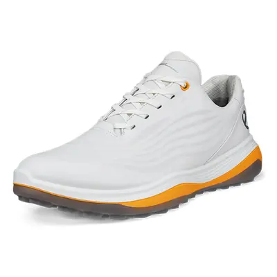 (UK 8-8.5, White/Sunrise) Ecco Mens LT1 Lace Up Waterproof Spikeless Full Grain Leather Golf Sho