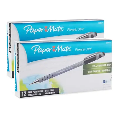 Paper Mate Flexgrip Ultra Stick Fine Point Ballpoint Pens Black Ink Pens 2 Packs