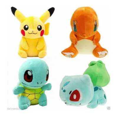 4Pcs Pokemon Pikachu Squirtle Plush Toy Stuffed Doll