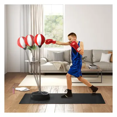 HOMCOM Punching Bag with Stand Boxing Bag Set with Adjustable Height Red