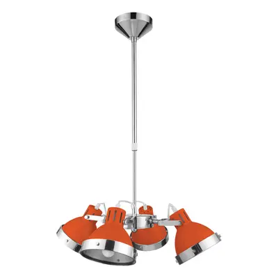 Premier Housewares Orange Shade and Chrome Shad Pendant Light