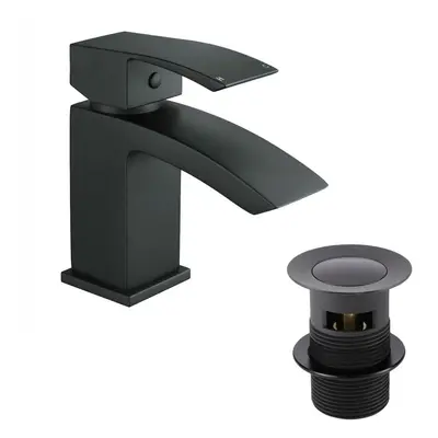 Matt Black Lucia Basin Mono Mixer Tap & Waste