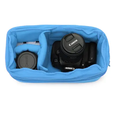 (Lake Blue) Padded Shockproof DSLR SLR Camera Insert Bag Protect Case Pouches For Canon For Niko