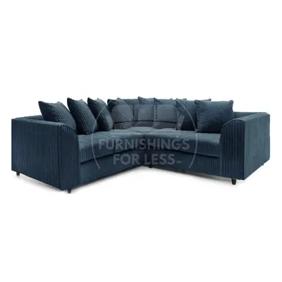 (5 Seater Symmetrical, Navy Blue) Luxor Scatter Back Cord Corner Sofa Range