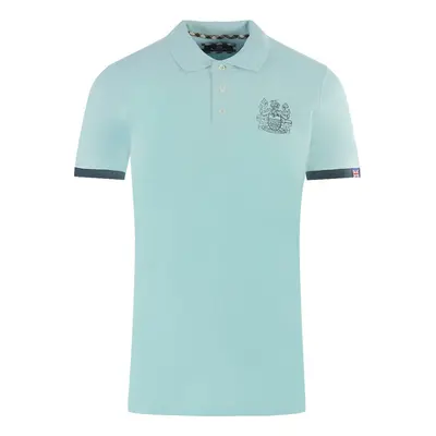 (M) Aquascutum Branded Collar Light Blue Polo Shirt