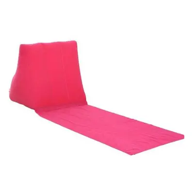 (Rose Red) Inflatable Beach Mat Festival Camping Leisure Lounger Back Pillow Cushion Chair Foldi