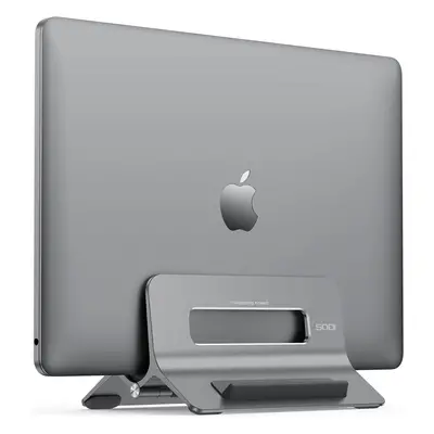 (Grey) Laptop Stand, Vertical Laptop Holder, Aluminum Macbook Stand for MacBook Air, MacBook Pro