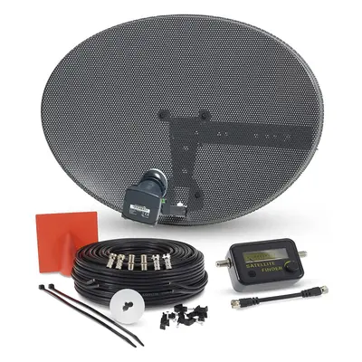 (10 Meter Twin Black ) Satellite Dish Kit for SKY/Freesat/Astra/Polsat/Hotbird/Full HD, Latest M