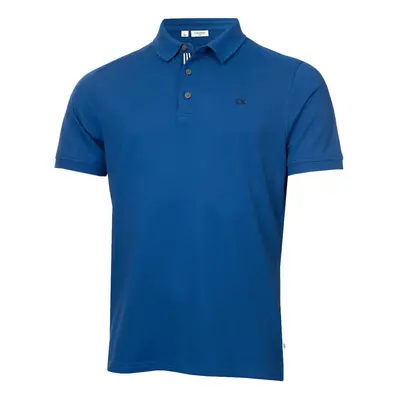 (XXXXXL, Dresden Blue Sport) Calvin Klein Mens Campus Button Ribbed Collar Golf Polo Shirt