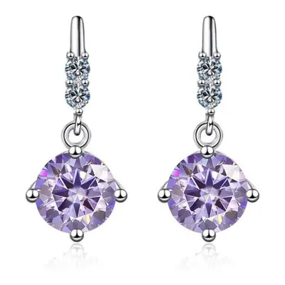 (light purple, 0.5ct*2) Bague Ringen S925 Silver Mossan Diamond Fringe Moving Earrings To Give G