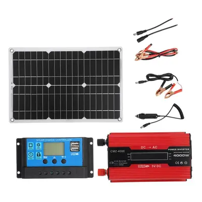 (red, AC220V) 4000w Solar Power System 20w Solar Panel Battery Charger Solar Inverter Complete K