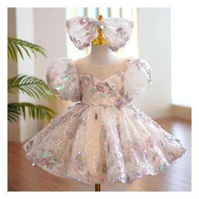 (champagne, 120(5-6Y)) Children Evening Dresses For Girls 12 Years Kids Birthday Party Luxury Fl