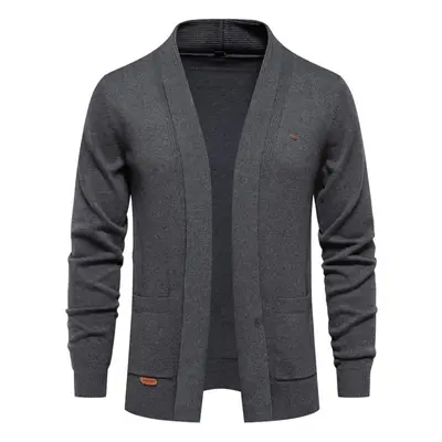 (dark grey, 85-95 kg) New Winter Cotton Cardigan For Men Quality Mens Sweater Fashion Turn Down 