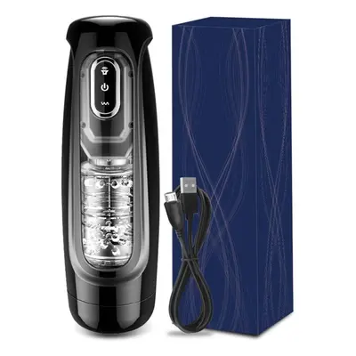 (black, B) Automatic Male Mastubator Telescopic Rotating Masturbation Cup For Men Blowjob Pussy 