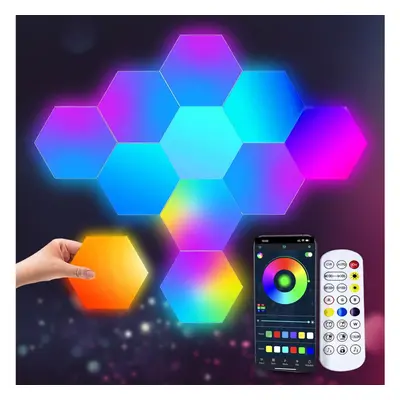 (6 Panels, Bluetooth+Remote Control) LED Light Panels Hexagon Lights, RGB LED Wall Lights App&Re