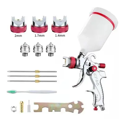 (red) Professional Spray Guns 1.4/1.7/2.0mm Sprayer Paint Airbrush Mini Spray Gun For Painting A