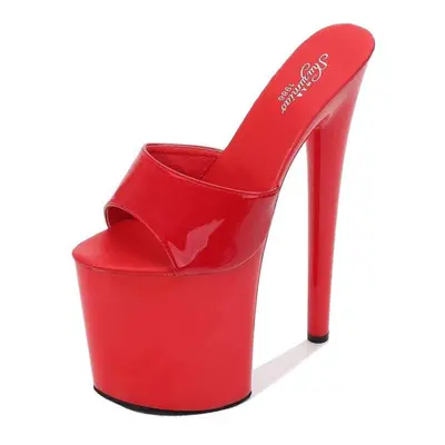 (red, 36) Women&apos;s Summer Sandals Lacquer Leather Sexy Platform Pumps High Heels Waterproof 