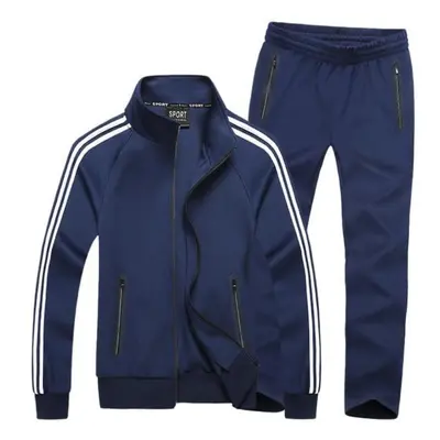 (navy blue, XXXL) Autumn Sportswear Tracksuits Men Sets Large Size Men &apos;s Clothing Jacket +