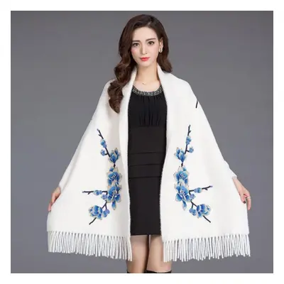 (white, One Size) Mink Velvet Shawl Poncho Women Autumn And Winter New Cashmere Casual Outside W