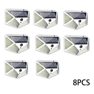 (white, 8PCS) New Solar Lights Outdoor Led/3 Modes Lighting Angle Solar Motion Sensor Outdoor Li