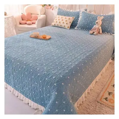 (blue, 230*250cm) Wtempo Milk Velvet Bedspread Princess Style Spring Autumn Winter Crystal Velve