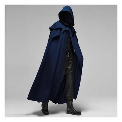 (blue, L) Cosplay Medieval Men Costumes Knight Pirate Prince Gothic Retro Hooded Cloak Capes Lon