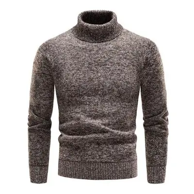 (brown, M) Autum Winter Warm Turtleneck Sweater Men&apos;s Casual Rollneck Knitted Pullover Keep