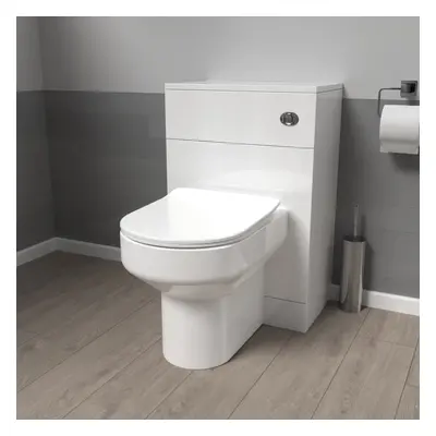 Nes Home 500mm Modern WC Unit & D Shape Rimless Back To Wall Toilet With Cistern