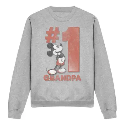 (L, Sport Heather) Disney Unisex Adult Number Grandpa Mickey Mouse Sweatshirt