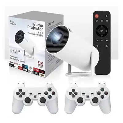 (HY300 MAX White) 4k Smart Movie Projector Games Combo Video Games with 2Controller