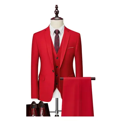 (red , 5XL) Men's Business Casual Suit Three Piece Suit