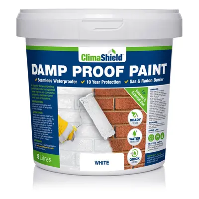 (White, Litre) SmartSeal Damp Proof Paint - For Interior & Exterior Walls, Ceilings and Floors. 