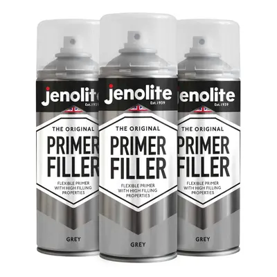 (3, Grey) JENOLITE Primer Filler Aerosol Paint - Flexible Primer with High Filling Properties - 