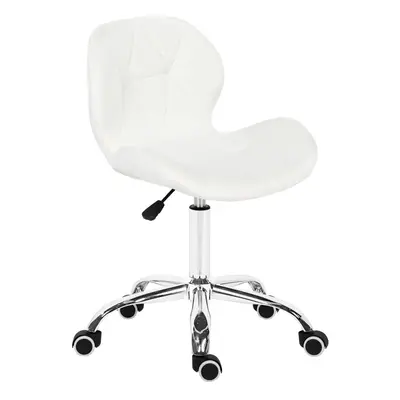 (white) Modern Labm Wool Swivel Office Chair, Height Adjustable Padded Armless Desk Chair