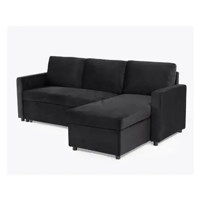 Dorset Seater Pull-Out Reversible Chaise Sofa Bed, Black Velvet