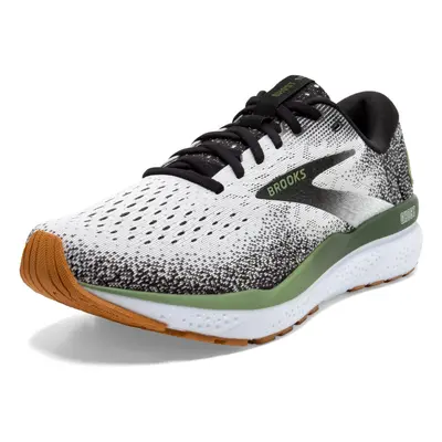 Brooks Mens Ghost Neutral Running Shoe - White/Black/Green - 10.5 Medium