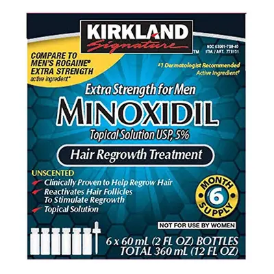 6 Months Kirkland Minoxidil 5% Extra Strength Hair Loss Regrowth Treatment Men Fl Oz (Pack of 6)