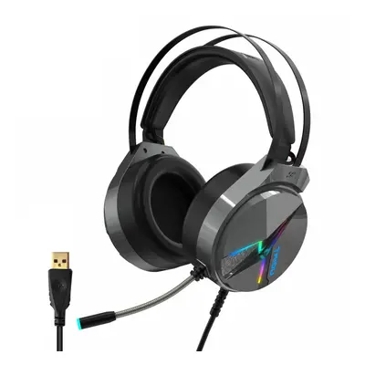 (Grey) Game Headset 7.1 Channel / 3.5mm Wired Stereo Sound RGB Gaming Heaphones with Mic for Com