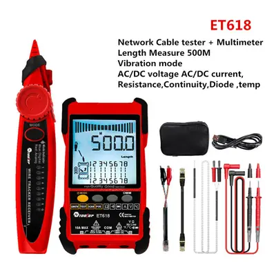 (ET618) Large LCD Screen Network Cable Tester + Multimeter in AC DC Current Voltage Measurement 